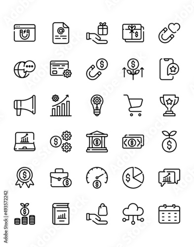 Growth Icon Set 30 isolated on white background