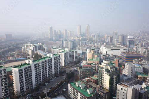 Korea Seoul, environmental pollution due to fine dust is serious now. 