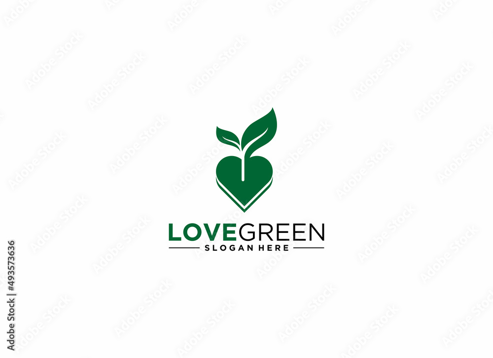 love green logo template vector, icon in white background love green logo template vector, icon in white background