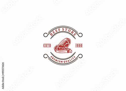 beef shop logo template in white background