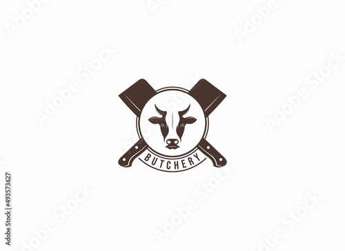 butcher logo template vector in white background