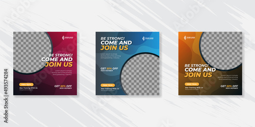Gym and fitness social media post banner template