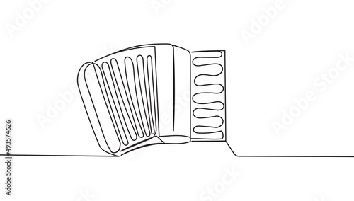 Continuous one line drawing of piano accordion music instrument