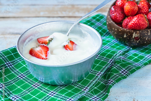 Yogurt, strawberry fruit for health