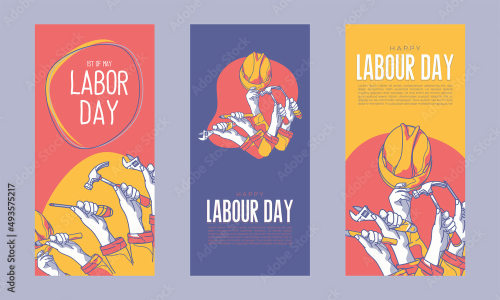 Hand drawn labour day banners