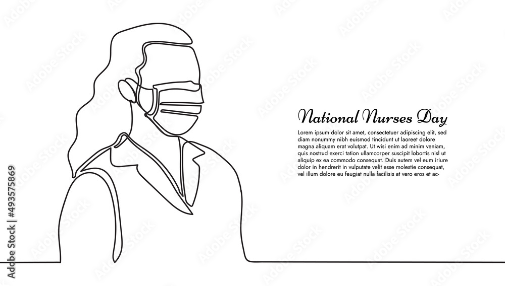 Continuous line drawing international nurses day concept on white background vector illustration Continuous line drawing international nurses day concept on white background vector illustration