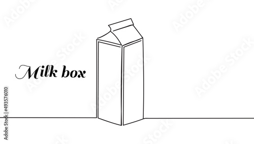 Continuous one single simple line drawing icon of milk box