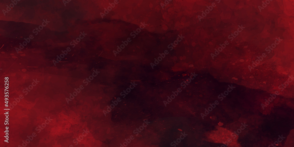 Red abstract grunge watercolor vector background. Dark red grungy canvas background or texture. Abstract red grunge background. Grunge horror dark red cloudy mist background on distressed design.