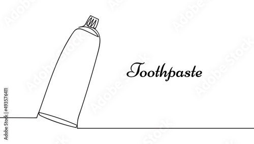 Toothpaste continuous one line drawing