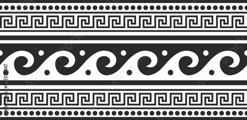 Vector monochrome classic European national ornament, border, frame, meander. Endless
Pattern of Ancient Greece, Roman Empire.