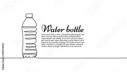 Bottle of water sketch continuous one simple line drawing