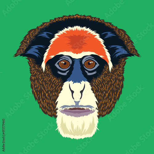 Cute and colorful Monkey face vector illustration in decorative style, perfect for tshirt style and mascot logo
