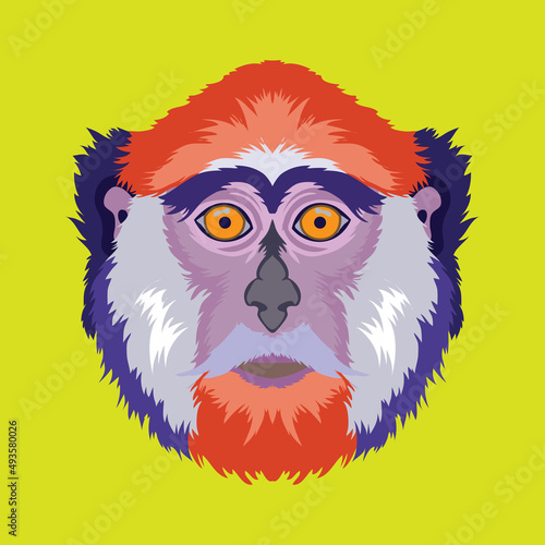 Cute and colorful Monkey face vector illustration in decorative style, perfect for tshirt style and mascot logo