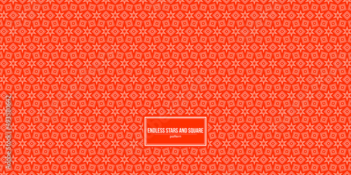 endless stars and squares pattern with orange background
