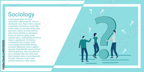 Sociology.People ask and answer questions.A sociological survey.An illustration in the style of a green landing page.