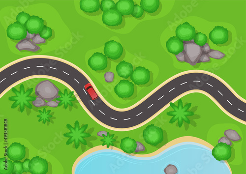 top view of car road