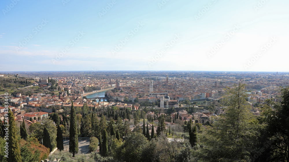 View of Verona City and the Adige River in Veneto Region in Italy