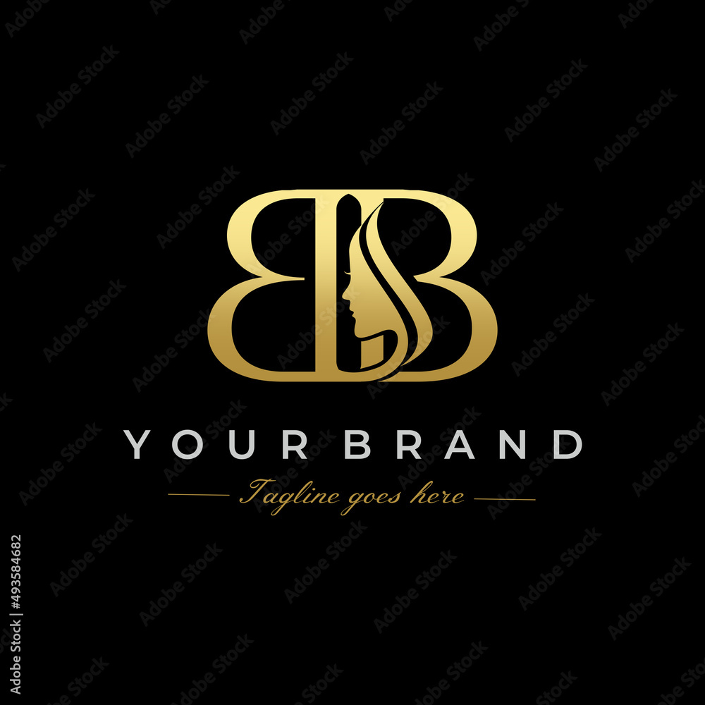 Initial Letter BB Beauty Face Logo Design Vector - obrazy, fototapety, plakaty 