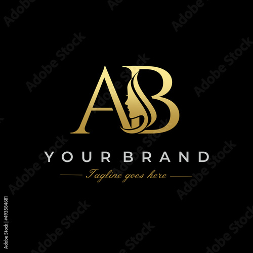 Initial Letter AB Beauty Face Logo Design Vector