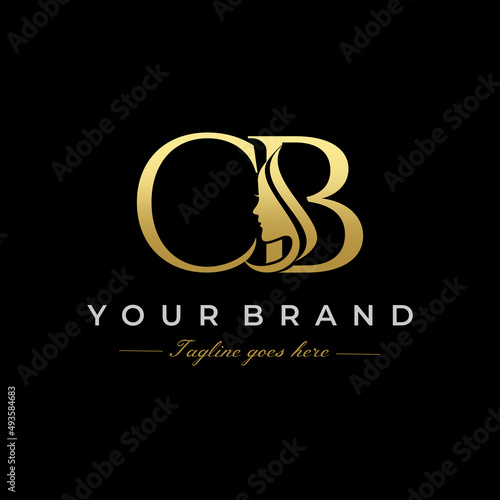 Initial Letter CB Beauty Face Logo Design Vector