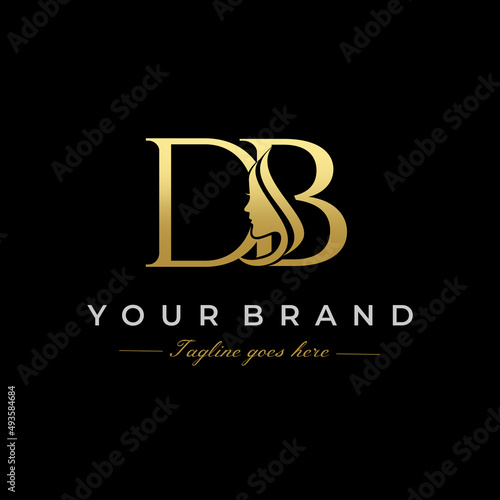 Initial Letter DB Beauty Face Logo Design Vector