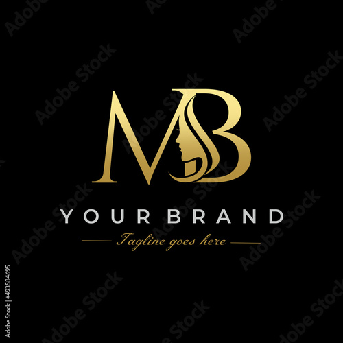Initial Letter MB Beauty Face Logo Design Vector