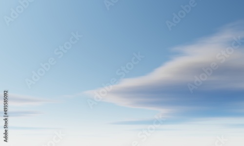 Blue cloudy sky background. Nature and landscape concept. 3D illustration rendering