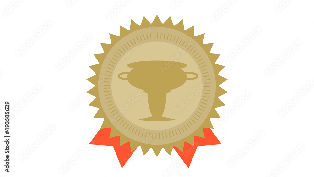 Fototapeta premium 優勝カップシール赤いリボン付き