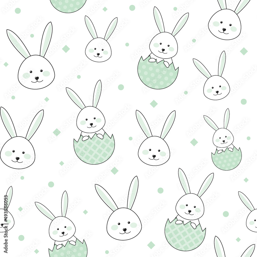 Colourful Easter pattern with bunnies and eggs. Vector Colourful Easter pattern with bunnies and eggs. Vector