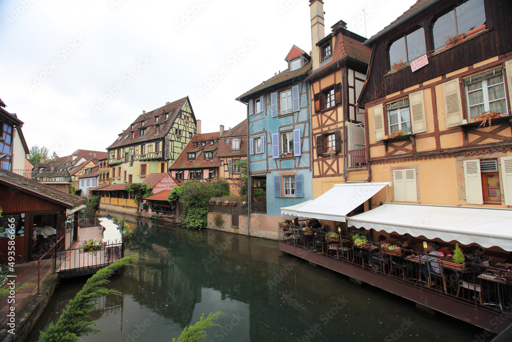 Colorful houses in the streets of Colmar, Alsace, France