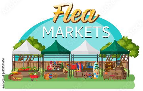 Flea market concept with street shops