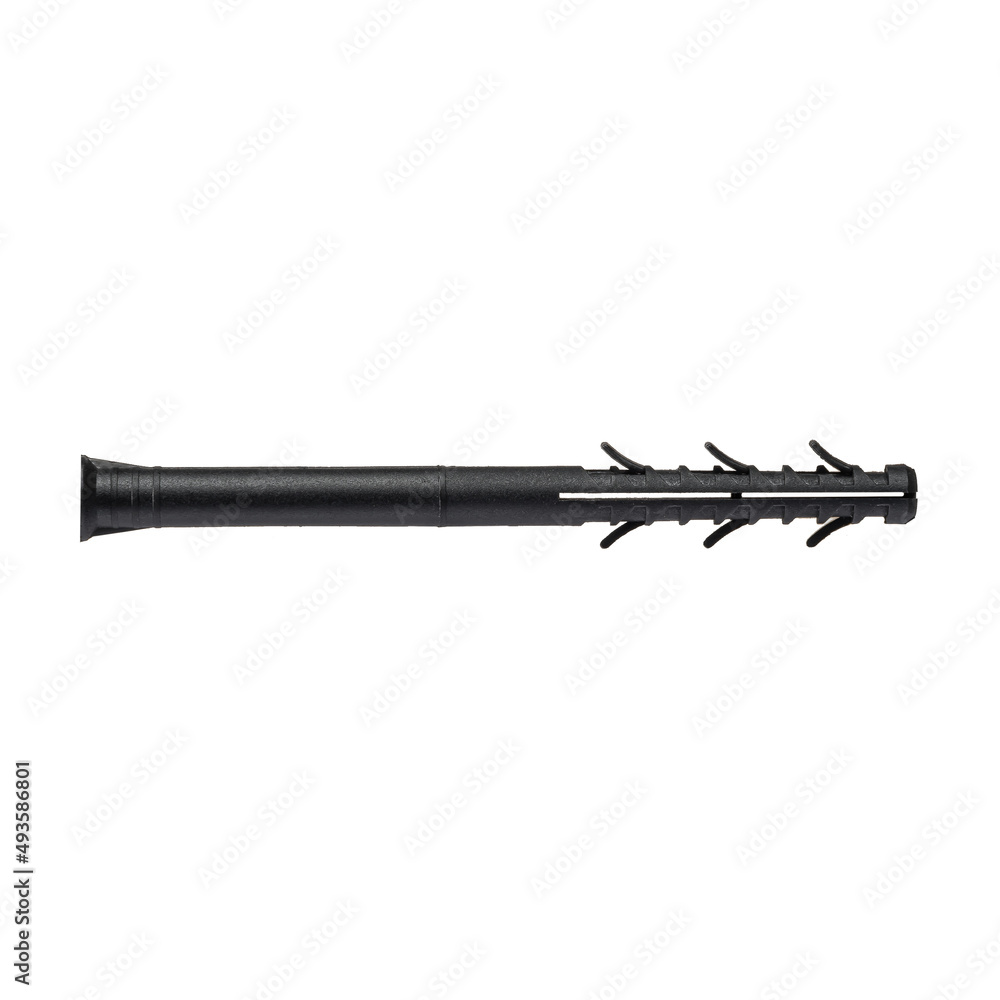 Plastic dowel for construction work and repairs on a white isolated background. Plastic dowel for construction work and repairs on a white isolated background.