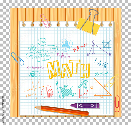 Doodle math formula with Mathematics font on wood board
