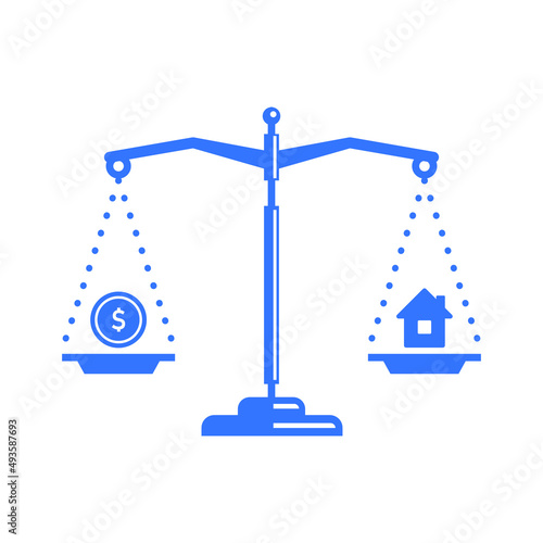 Work and Family balance icon concept. Нarmony choose between career and money versus love and time, leisure or business.Vector