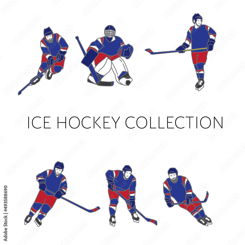 Obraz premium Ice hockey team collection vector Premium Vector