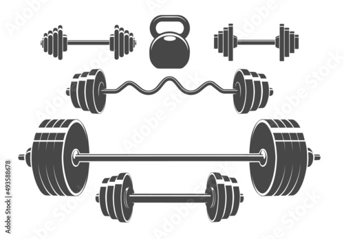 Fitness dumbbell kettlebell and barbell set