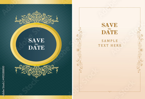 PrintWedding gothic gold invitation vector template