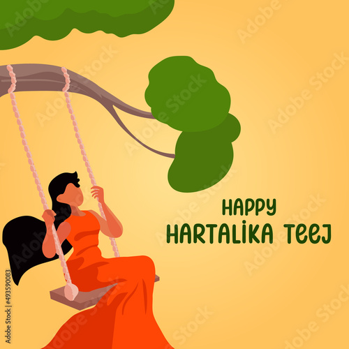 Hartalika Teej Hindu Festival Greeting Card Design  photo