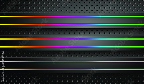 Technology background. Holographic background and color plates shapes