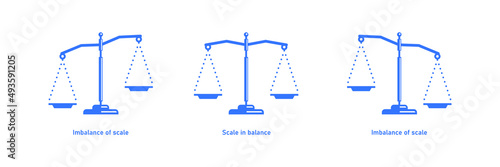 Scales of justice set. Law balance symbol. Libra. Vector