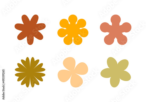 Set of colorful retro flowers. Vector illustration
