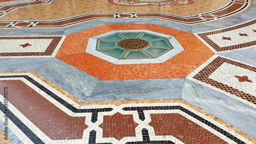 A multicolored marble floor in Milan, Italy. Panorama.
