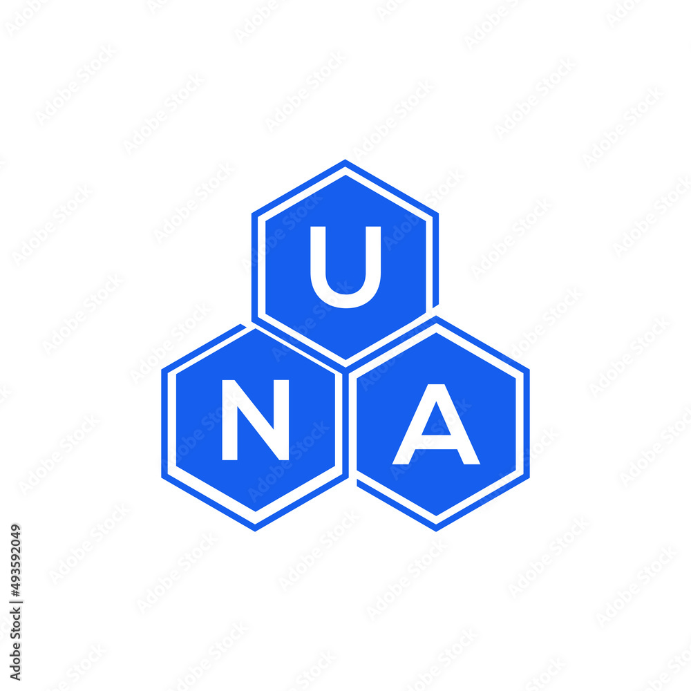 UNA letter logo design on White background. UNA creative initials letter logo concept. UNA letter design. UNA letter logo design on White background. UNA creative initials letter logo concept. UNA letter design.