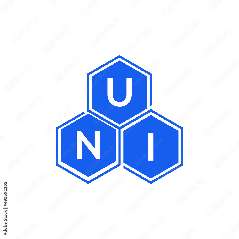 UNI letter logo design on White background. UNI creative initials letter logo concept. UNI letter design. UNI letter logo design on White background. UNI creative initials letter logo concept. UNI letter design.