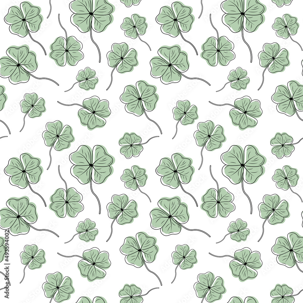 Obraz premium Hand drawn clover pattern for fabric,scrapbook,wallpaper,wrapping paper