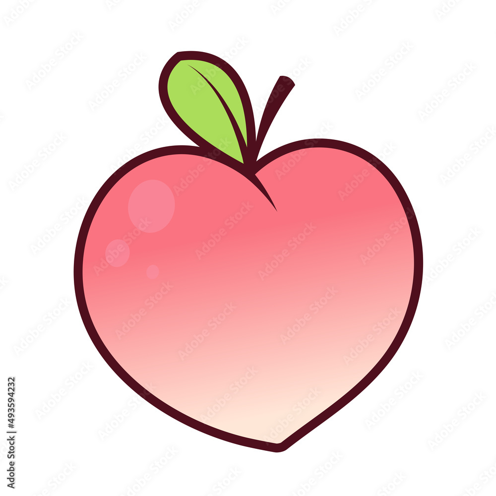 Fototapeta premium Peach vector. Peach heart vector. Peach on white background. Peach logo design.
