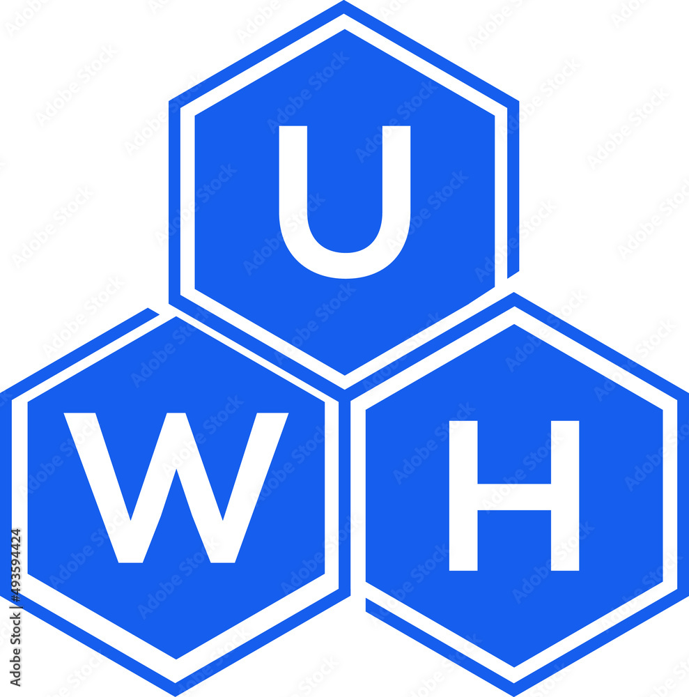 UWH letter logo design on White background. UWH creative initials letter logo concept. UWH letter design. UWH letter logo design on White background. UWH creative initials letter logo concept. UWH letter design.