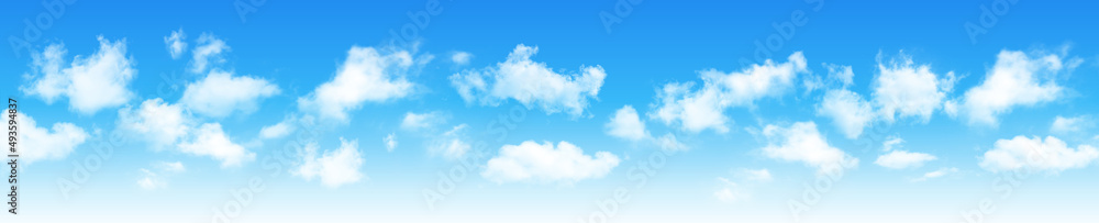 Sunny day background panorama, blue sky with white cumulus clouds, natural summer or spring background with perfect hot day weather illustration. Sunny day background panorama, blue sky with white cumulus clouds, natural summer or spring background with perfect hot day weather illustration.