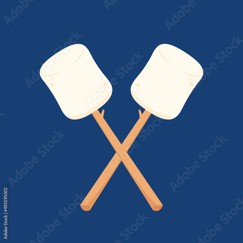 Marshmallow and stick vector. free space for text. wallpaper. background. Marshmallow stick.
