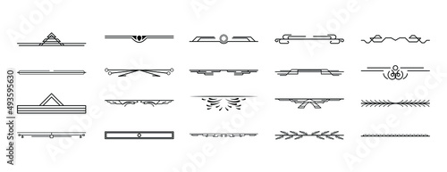 Set Black Simple Line Collection Doodle Border Elements Vector Design Style Sketch Isolated Illustration For Banner